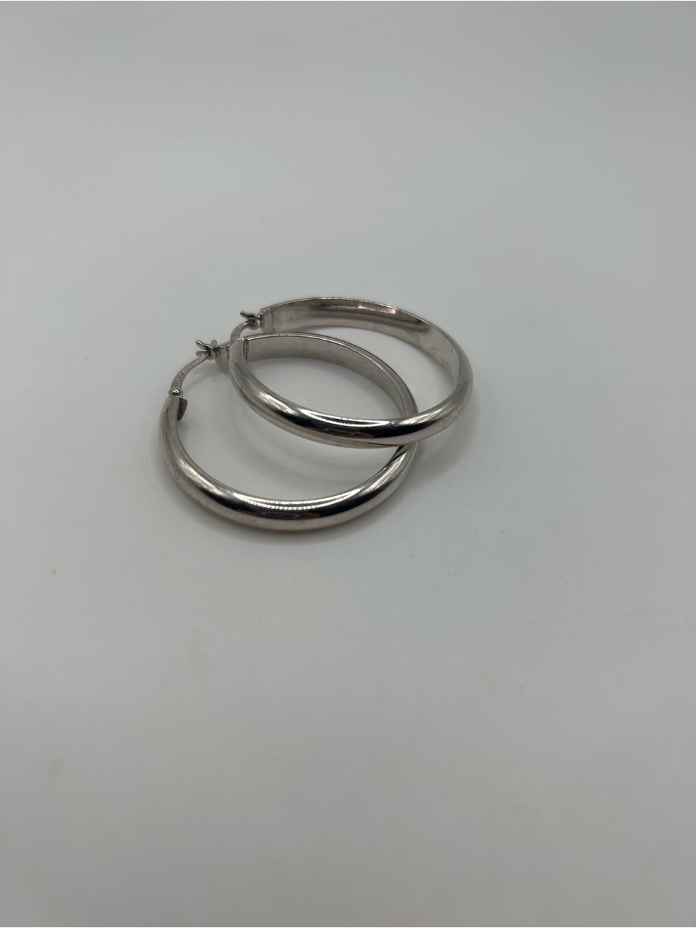 925 Sterling silver plain large hoop earrings